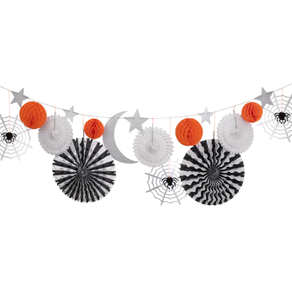 Meri Meri - Halloween Honeycomb Shapes Garland - Halloween Asılan Süs Gizden Gelenler