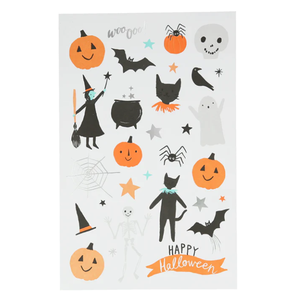 Meri Meri - Happy Halloween Tattoo Sheet - Cadılar Bayramı Geçici Dövmeler (2'li) Gizden Gelenler