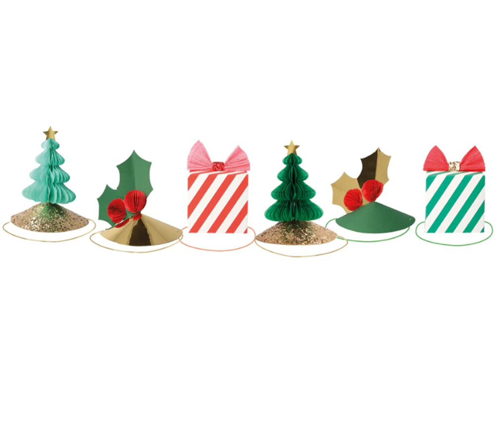 Meri Meri - Mixed Christmas Party Hats - Yeni Yıl Şapkaları (6'lı) Gizden Gelenler