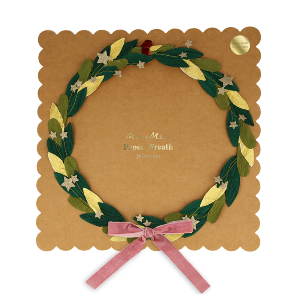 Meri Meri - Paper Leaf & Star Wreath - Yapraklar & Yıldızlar Süs Gizden Gelenler