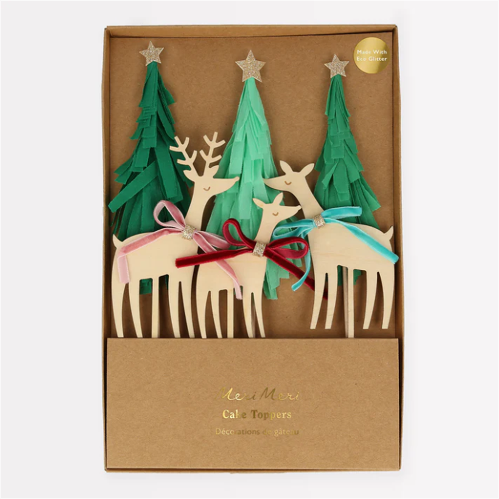 Meri Meri - Reindeer Family Cake Toppers - Ren Geyikleri Ailesi Pasta Süsü Gizden Gelenler