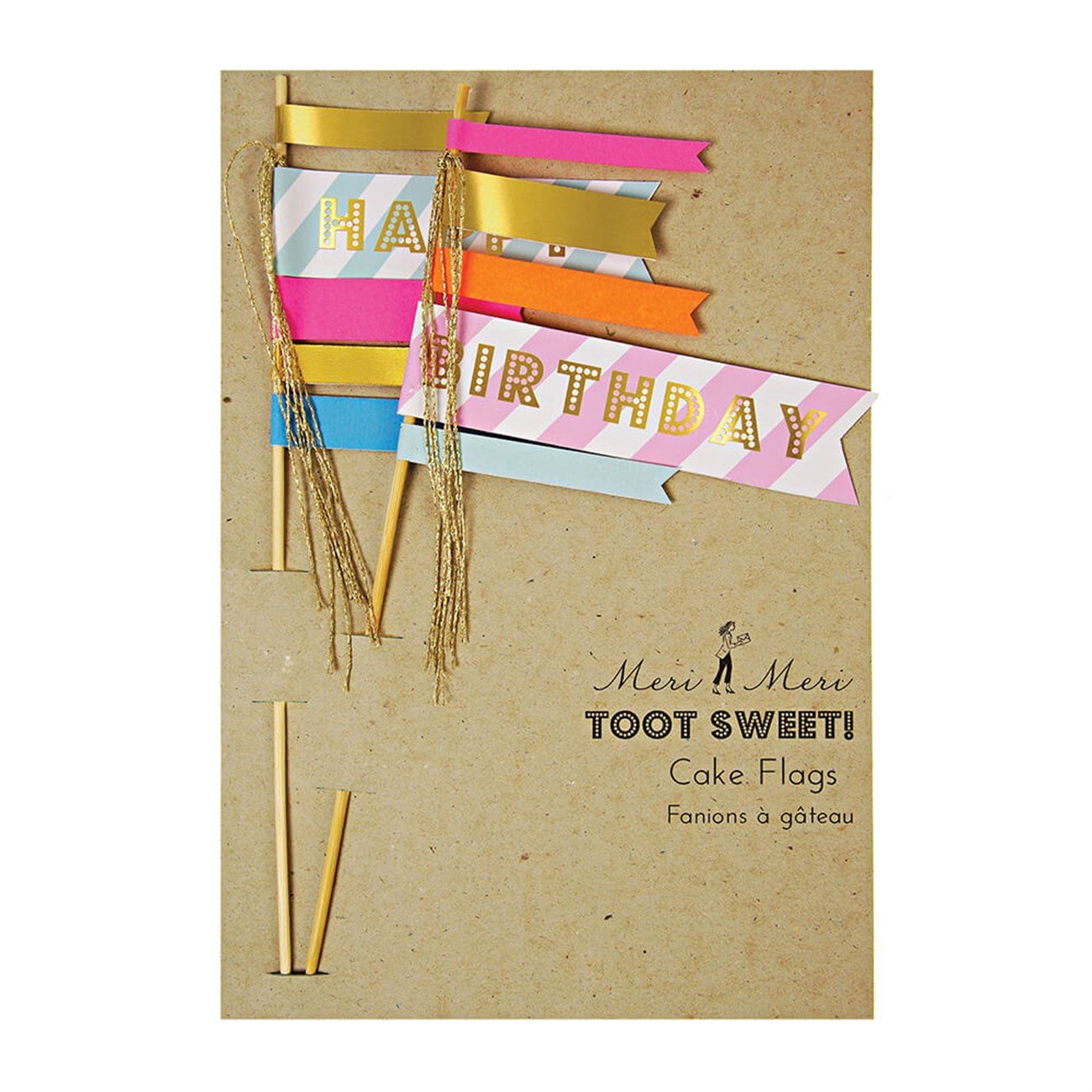 Meri Meri - Birthday Flag Cake Toppers - Birthday Bayraklı Pasta Süsü