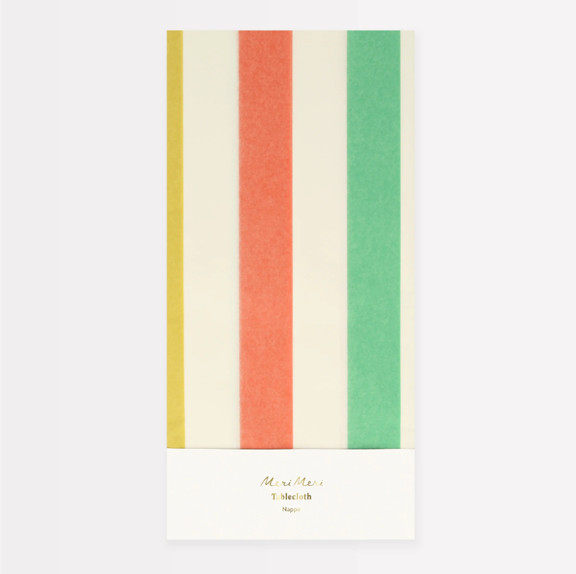 Meri Meri - Multi Stripe Tablecloth - Multi Renkli Çizgili Kağıt Masa Örtüsü Kategorisiz