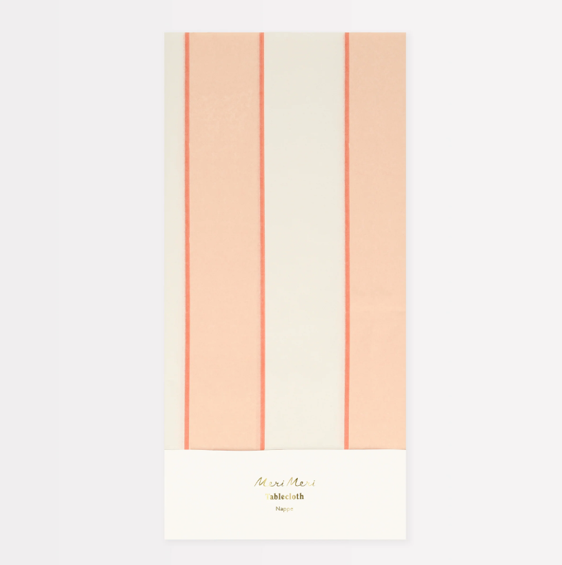 Meri Meri - Peach Stripe Tablecloth - Şeftali Tonlu Çizgili Kağıt Masa Örtüsü Kategorisiz