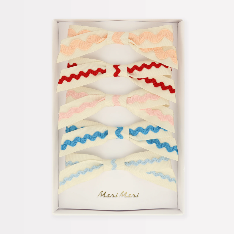 Meri Meri - Ric Rac Bow Hair Clips - Kurdele Saç Tokası (x5) Kategorisiz