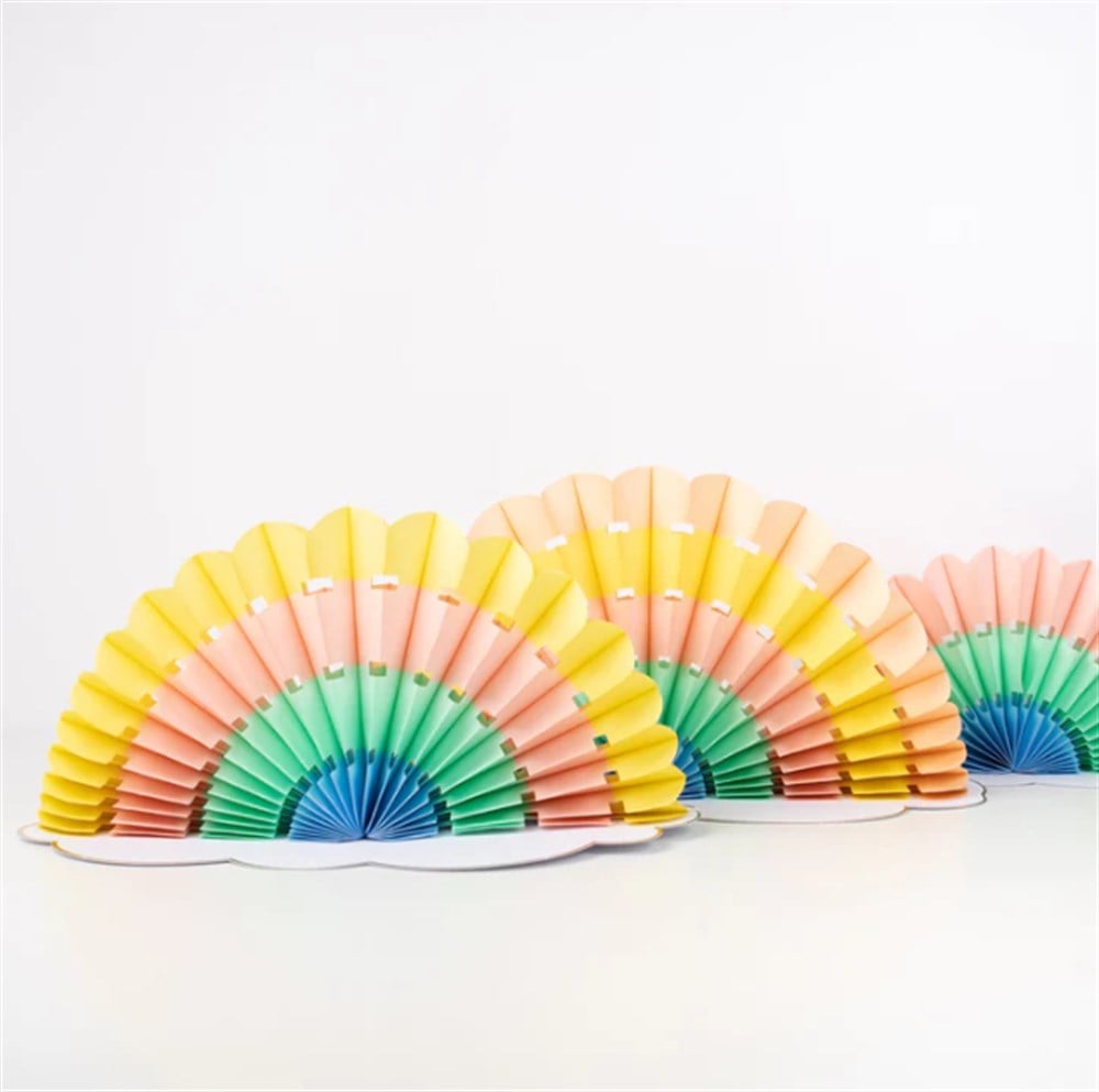 Meri Meri - Honeycomb Rainbow Decorations - Petek Gökkuşağı Dekorlar - 3lü Masa Süsü