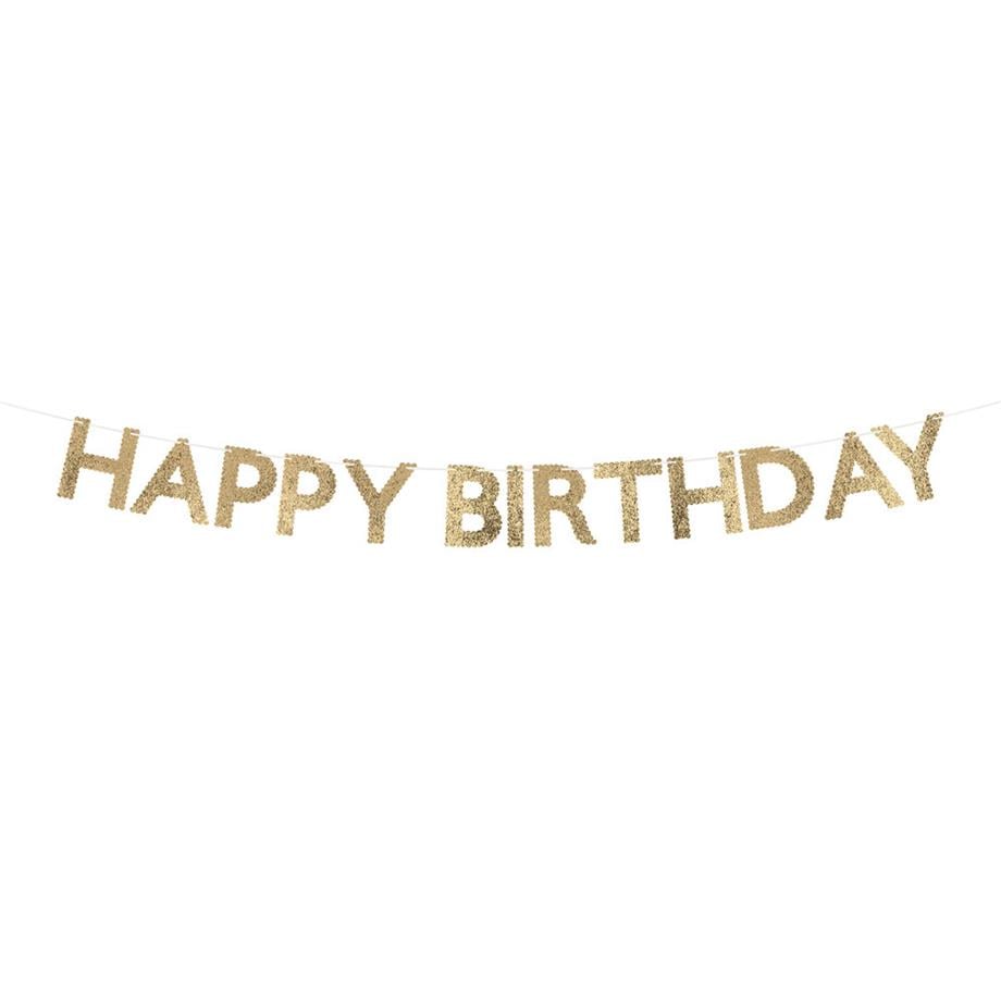 Meri MeriMeri Meri - Altın Simli Kumaş Happy Birthday Asılan Süs298779