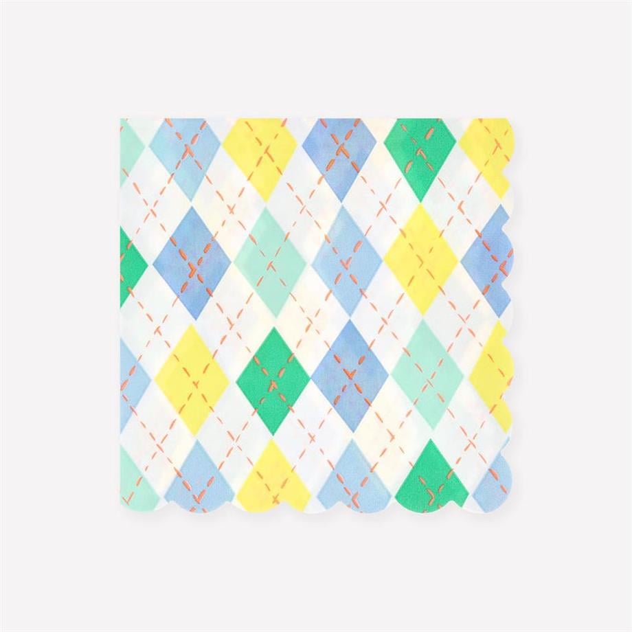 Meri MeriMeri Meri - Argyle Large Napkins - Baklava Desenli Peçeteler - L - 16 Adet300183