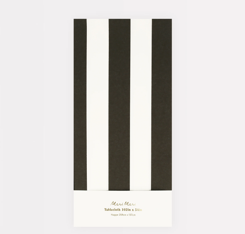 Meri MeriMeri Meri - Black Striped Tablecloth - Siyah Çizgili Masa Örtüsü280023