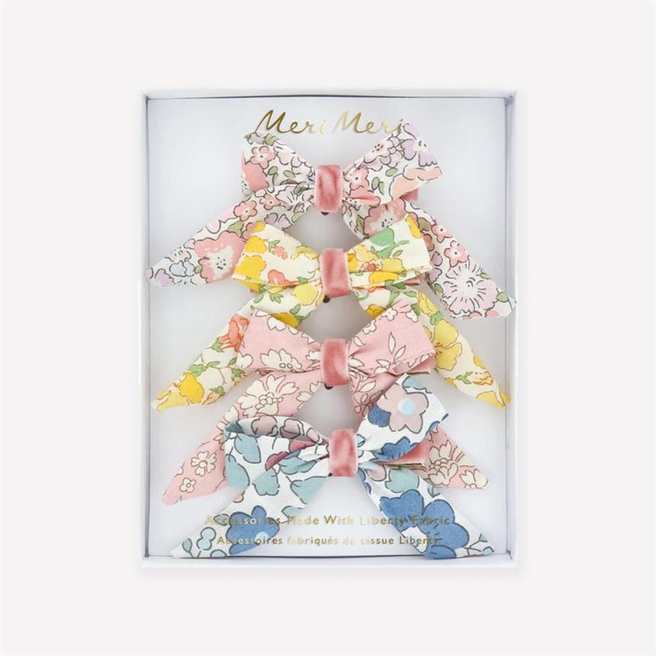 Meri MeriMeri Meri - Floral Pattern Bow Hair Clips - Çiçek Desenli Fiyonklu Saç Tokaları - 4 adet283245
