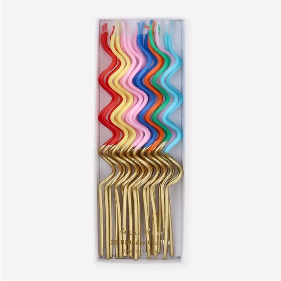 Meri MeriMeri Meri - Gold Dipped Swirly Candles - Altın Detaylı Renkli Kıvrımlı Mumlar - 20 Adet299067