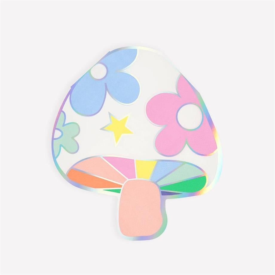 Meri MeriMeri Meri - Groovy Mushroom Napkins - Modern Mantar Desenli Peçeteler - 16 Adet299706