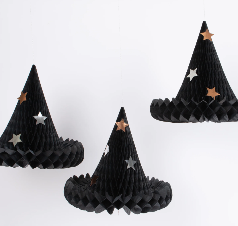 Meri MeriMeri Meri - Honeycomb Witch Hat Decorations - Cadı Şapkası Asılan Süsler (3'lü)279402