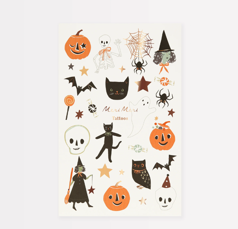 Meri MeriMeri Meri - It's Halloween! Temporary Tattoos - Cadılar Bayramı Geçici Dövme279411