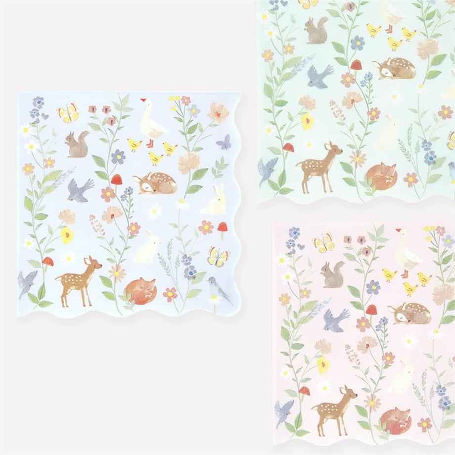 Meri MeriMeri Meri - Little Animals Large Napkins - Minik Hayvanlar Peçeteler - L - 16 Adet298977