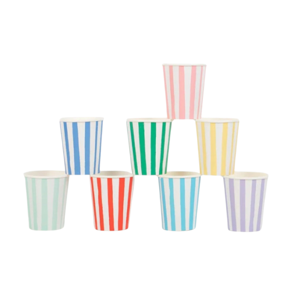 Meri MeriMeri Meri - Mixed Stripe Cups - Çizgili Renkli Bardaklar - 8li222291