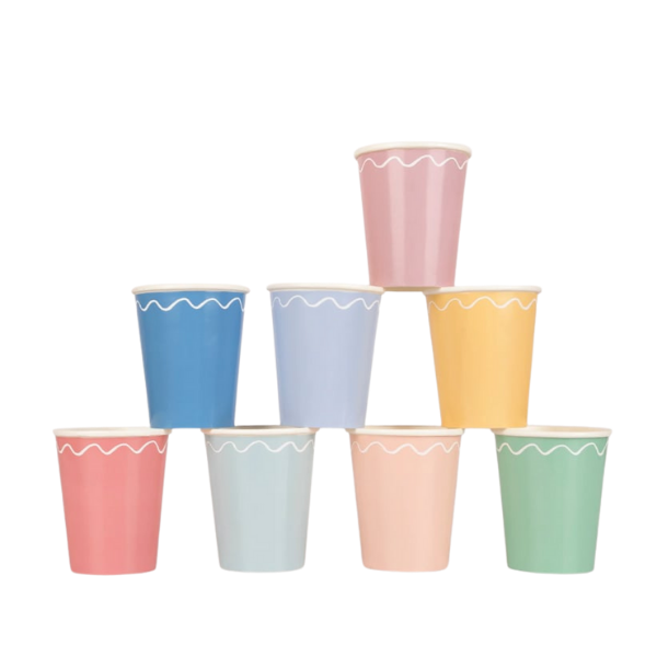 Meri MeriMeri Meri - Mixed Wavy Line Cups - Karışık Renkler Dalgalı Bardaklar (x8)274298