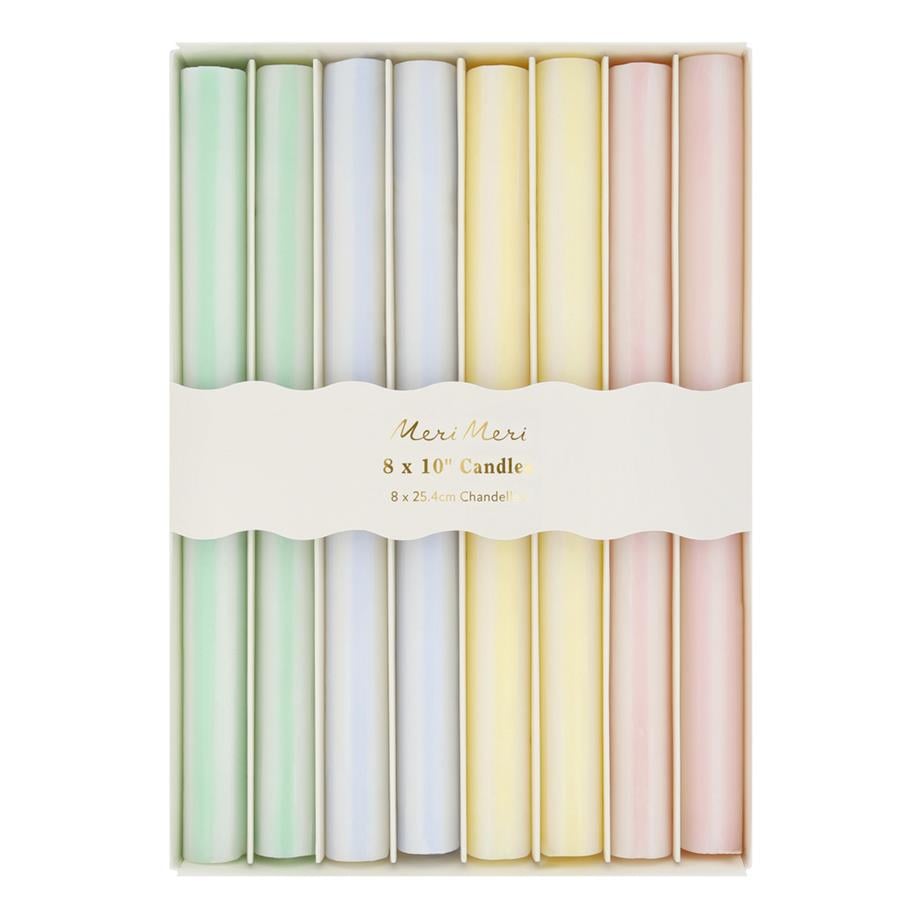 Meri MeriMeri Meri - Pastel Çizgili Sofra Mumları - 8 Adet297015