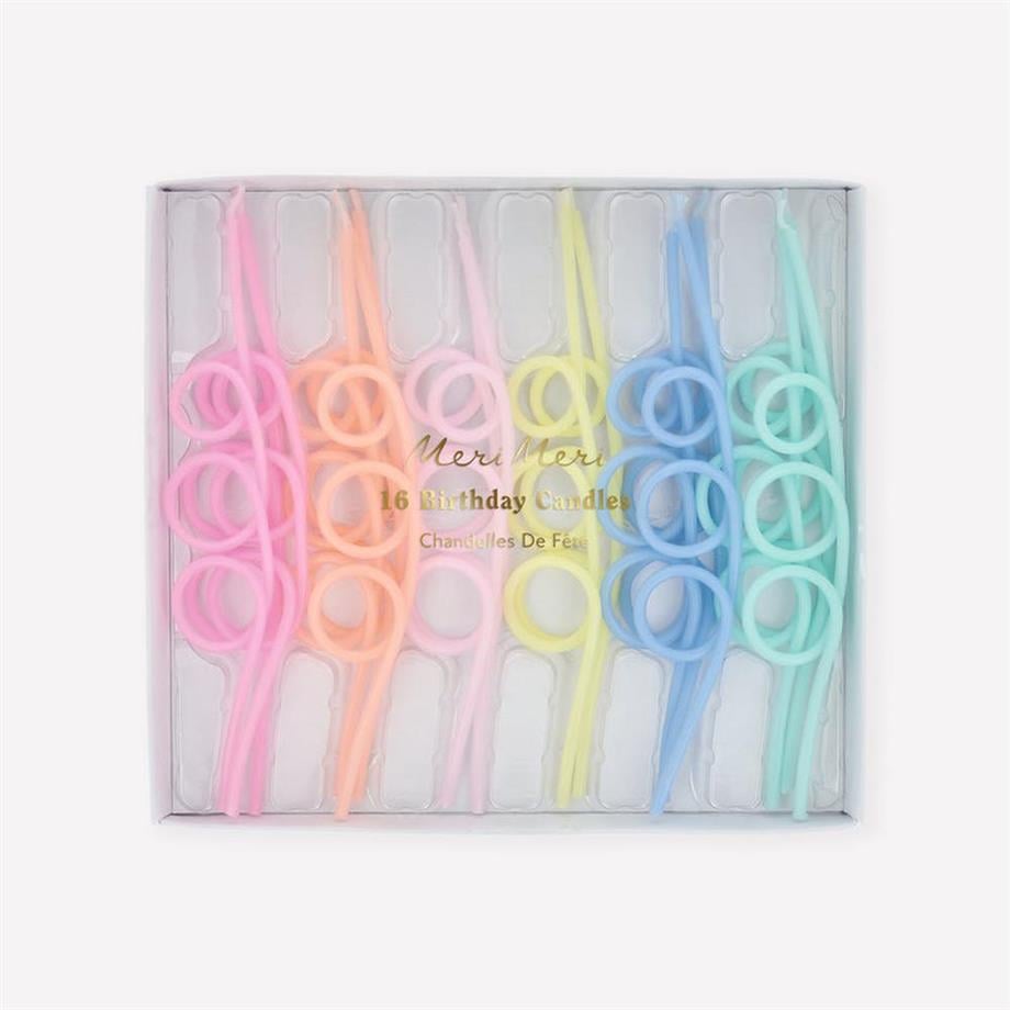 Meri MeriMeri Meri - Pastel Loopy Candles - Pastel Renk Kıvrımlı Mumlar - 16 Adet299094