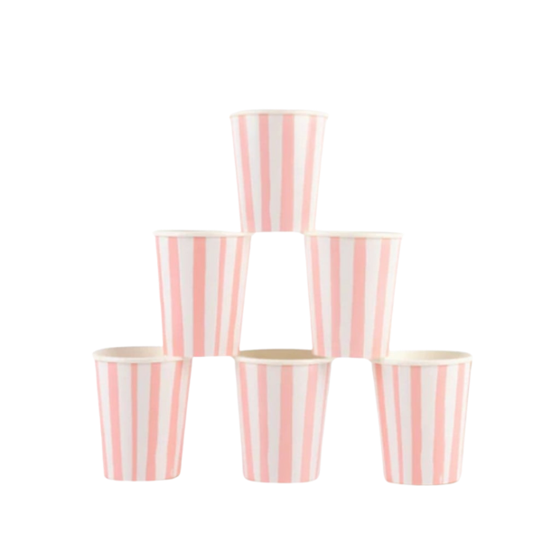 Meri MeriMeri Meri - Pink Stripe Cups - Pembe Çizgili Bardaklar - 8'li222561