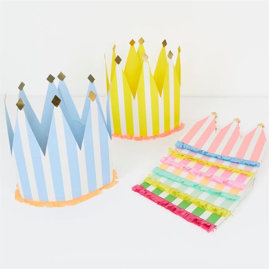 Meri MeriMeri Meri - Striped Party Crowns - Çizgili Parti Taçları - 8 Adet300525