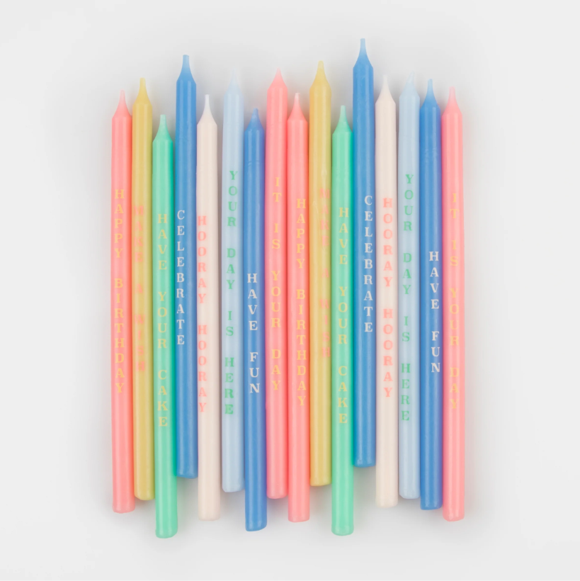 Meri Meri - Birthday Phrases Candles - Doğum Günü Tebrik Yazıları Mumlar (x16) Mumlar