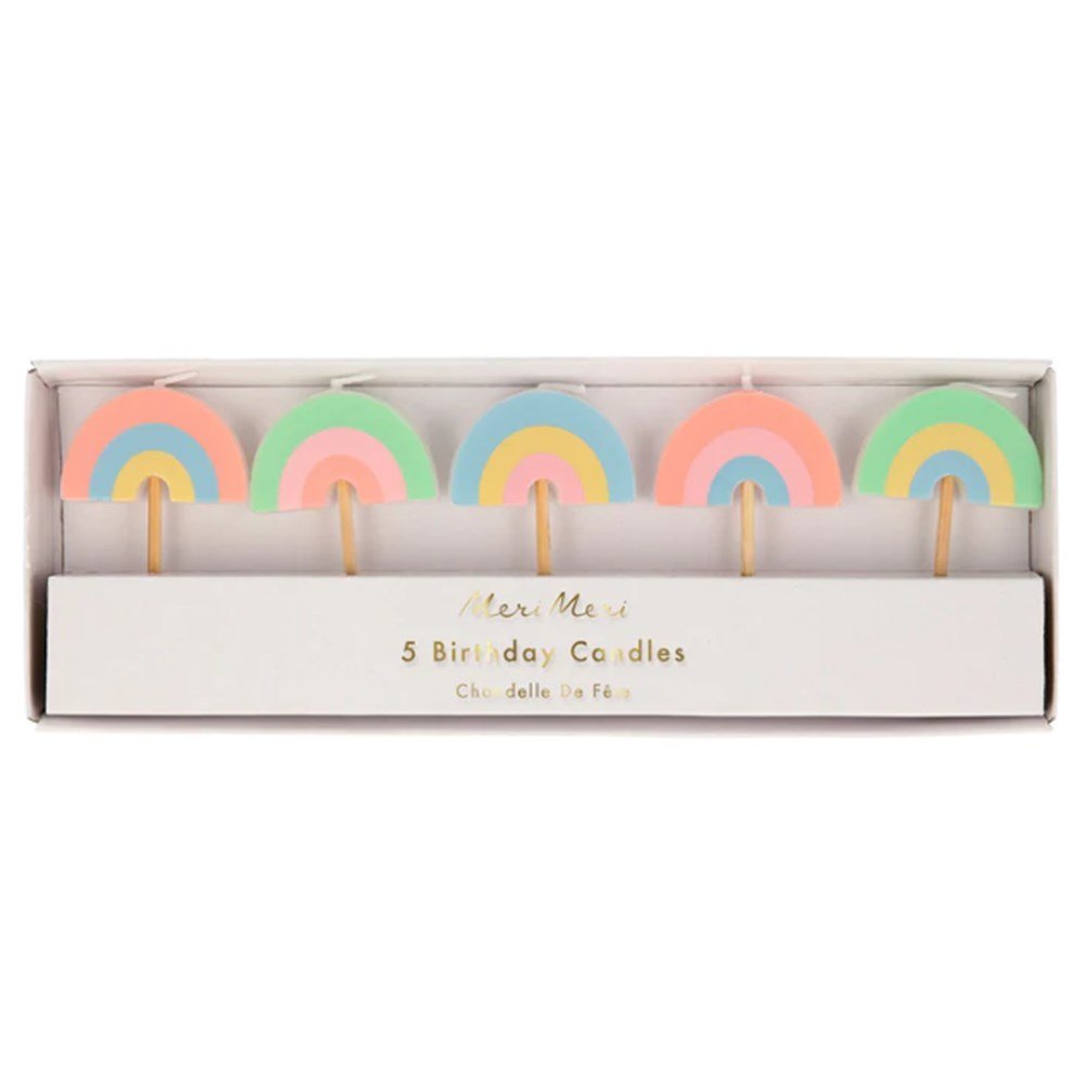 Meri Meri - Rainbow Candles - Gökkuşağı Mumlar - 5li Mumlar