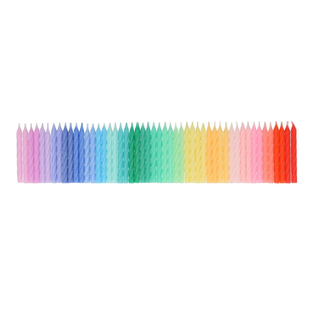 Meri Meri - Rainbow Twisted Mini Candles - Gökkuşağı Renk Kıvrımlı Mini Mumlar - 50'li Mumlar