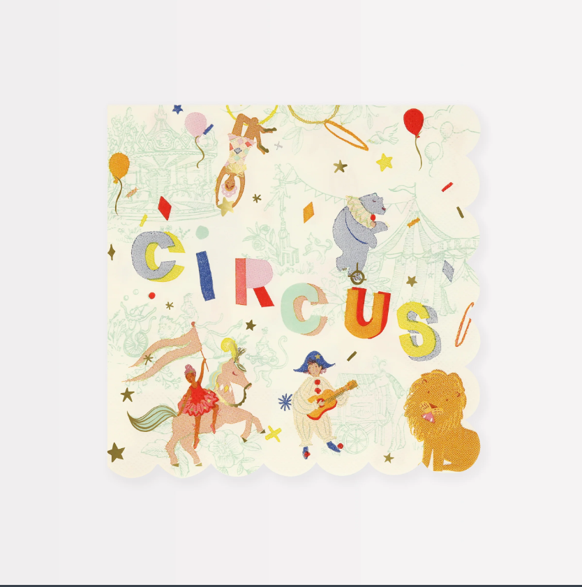 Meri Meri - Circus Large Napkins - Sirk Peçeteler (L) (x16) Peçeteler