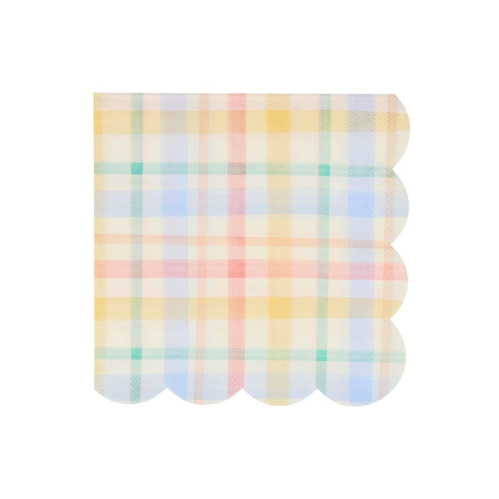Meri Meri - Large Spring Plaid Napkins - Bahar Yeri Peçeteler - 16'lı Peçeteler