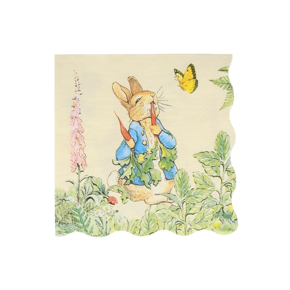 Meri Meri - Peter Rabbit In The Garden Large Napkins - Peter Rabbit Bahçede Peçeteler - L - 16'lı Peçeteler