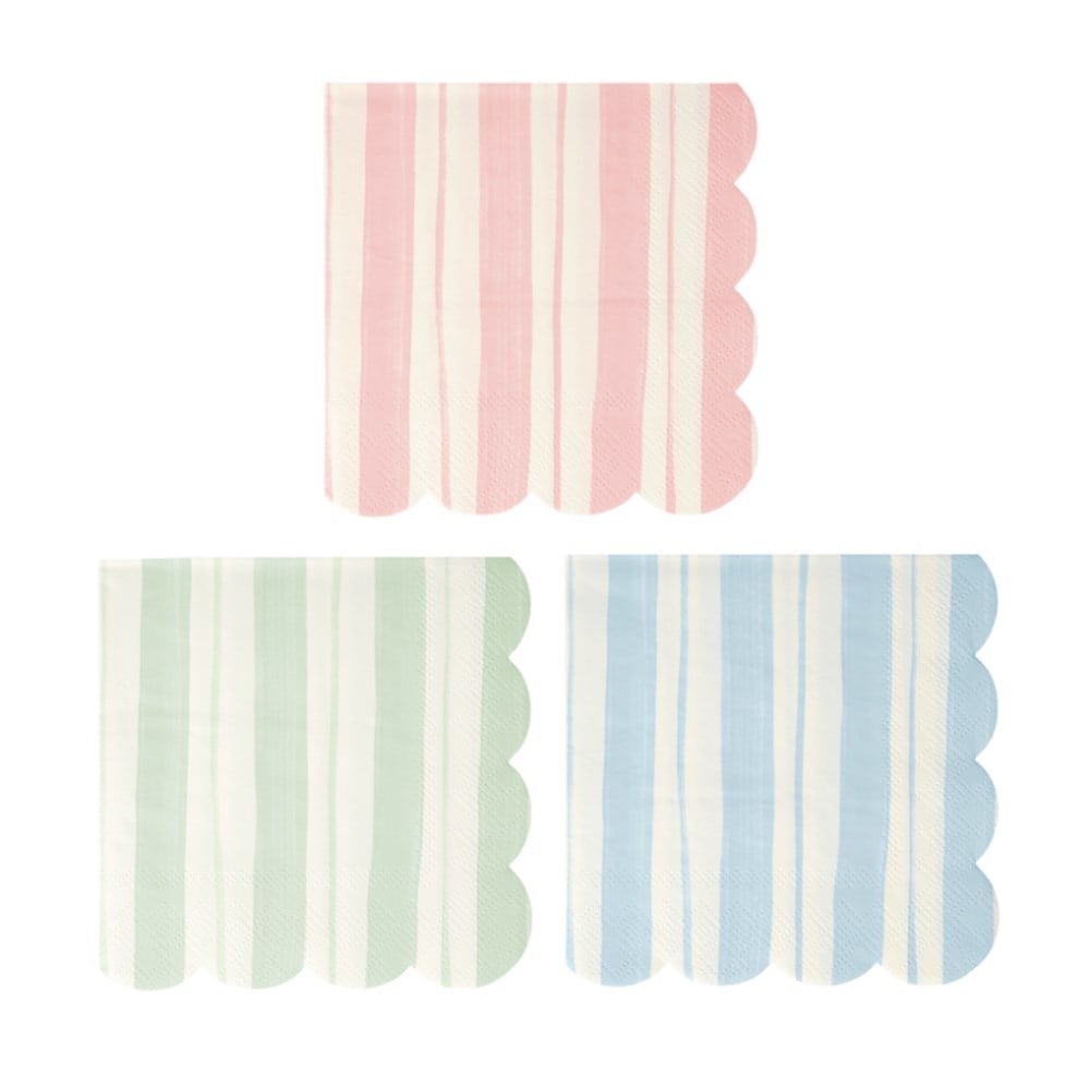 Meri Meri - Ticking Stripe Large Napkins - Kalın Çizgili Peçeteler - 16'lı Peçeteler