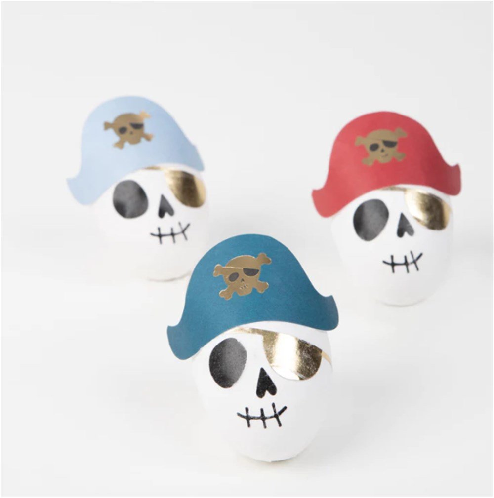 Meri Meri - Pirate Skulls Surprise Balls - Korsan İskelet Sürpriz Toplar - 3lü Süprizli Konfetiler ve Toplar