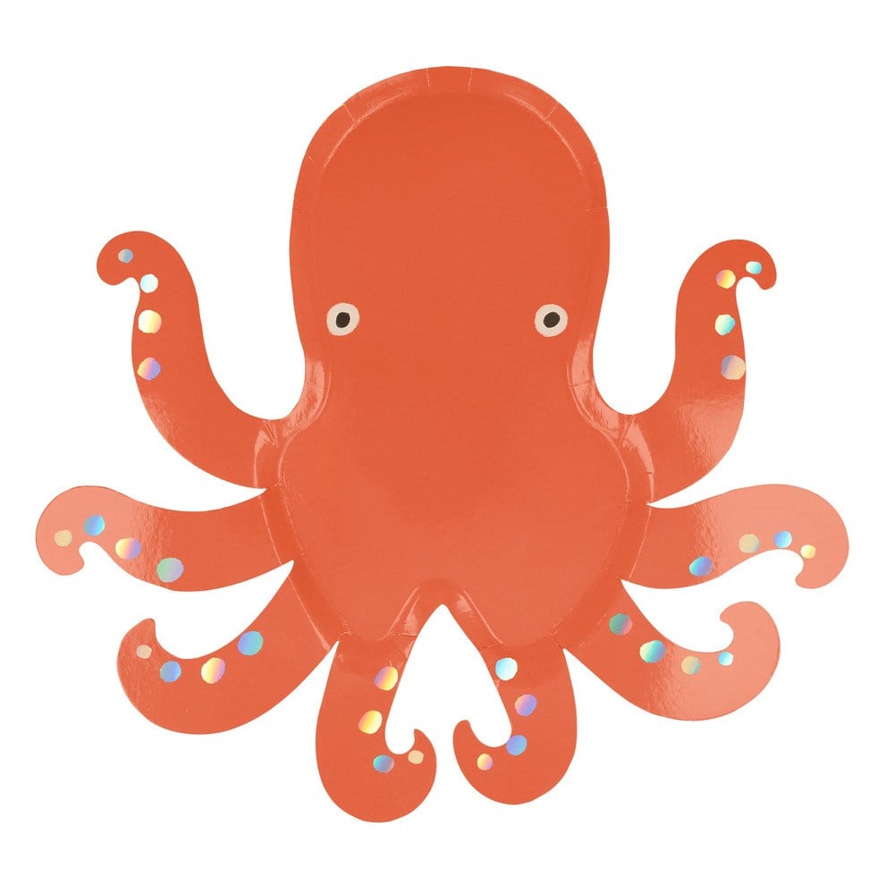 Meri Meri - Octopus Plates - Ahtapot Tabaklar - 8'li Tabaklar