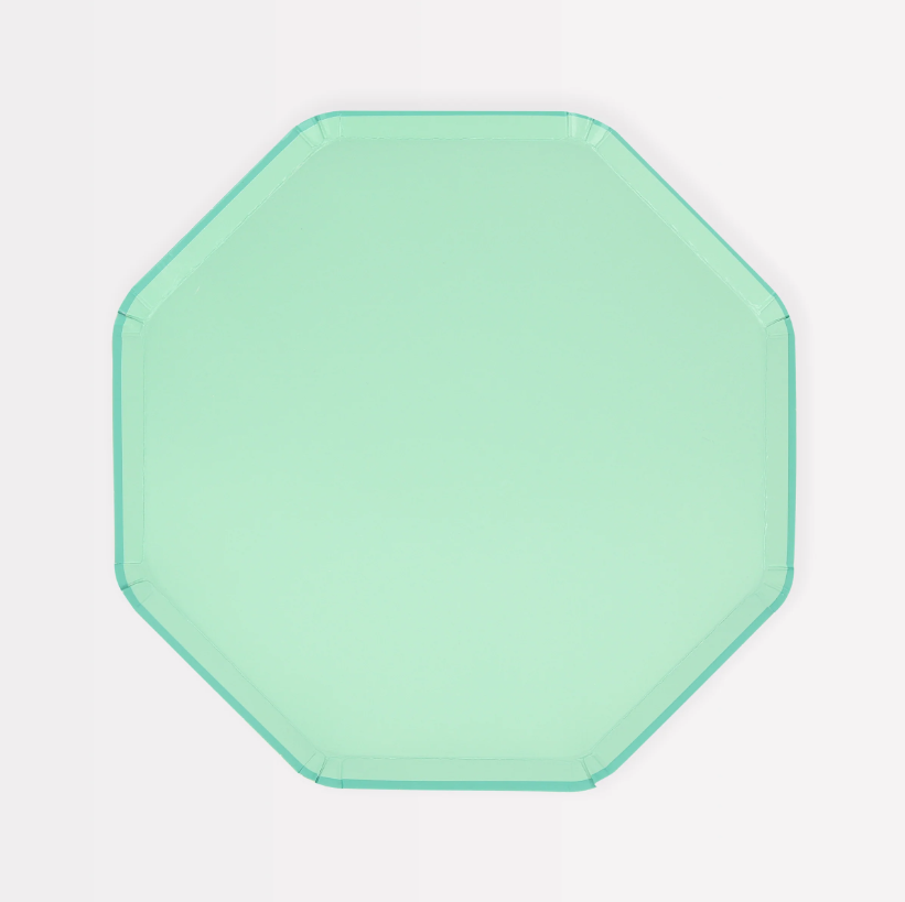 Meri Meri - Sea Foam Green Side Plates - Deniz Köpüğü Yeşili Tabaklar (M) (x8) Tabaklar