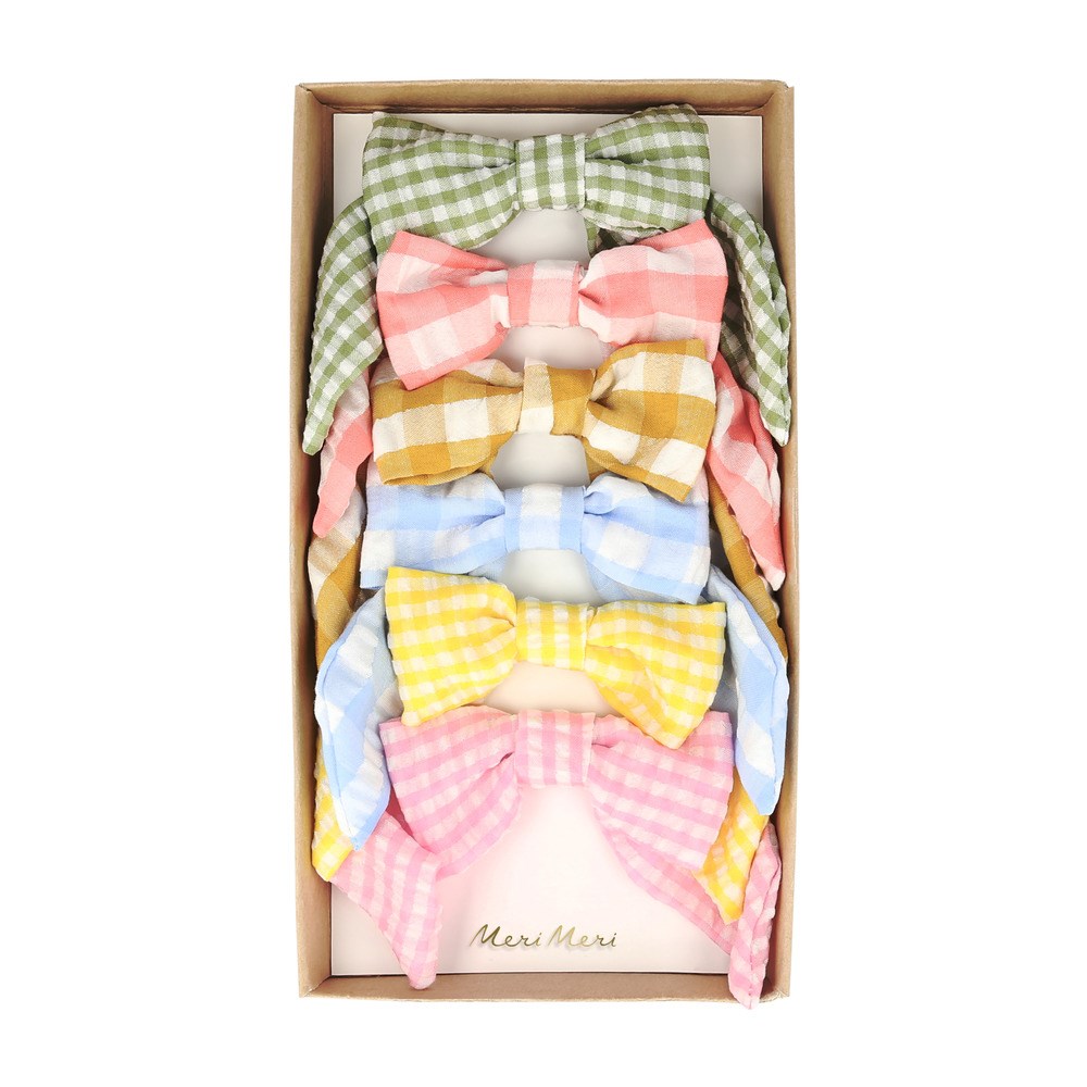Meri Meri - Gingham Hair Bows - Pötikareli Saç Aksesuarı Tokalar ve Taçlar