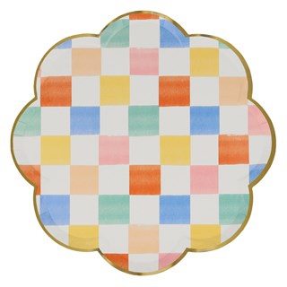 Meri Meri - Colourful Pattern Dinner Plates - Renkli Desenler Tabaklar - L - 8'li Tabaklar