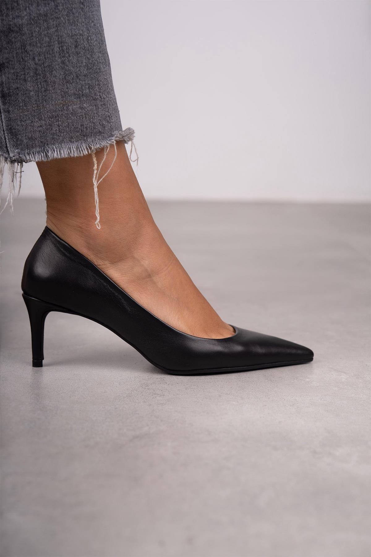 ANNA SİYAH DERİ HAKİKİ STİLETTO SİYAH DERİ