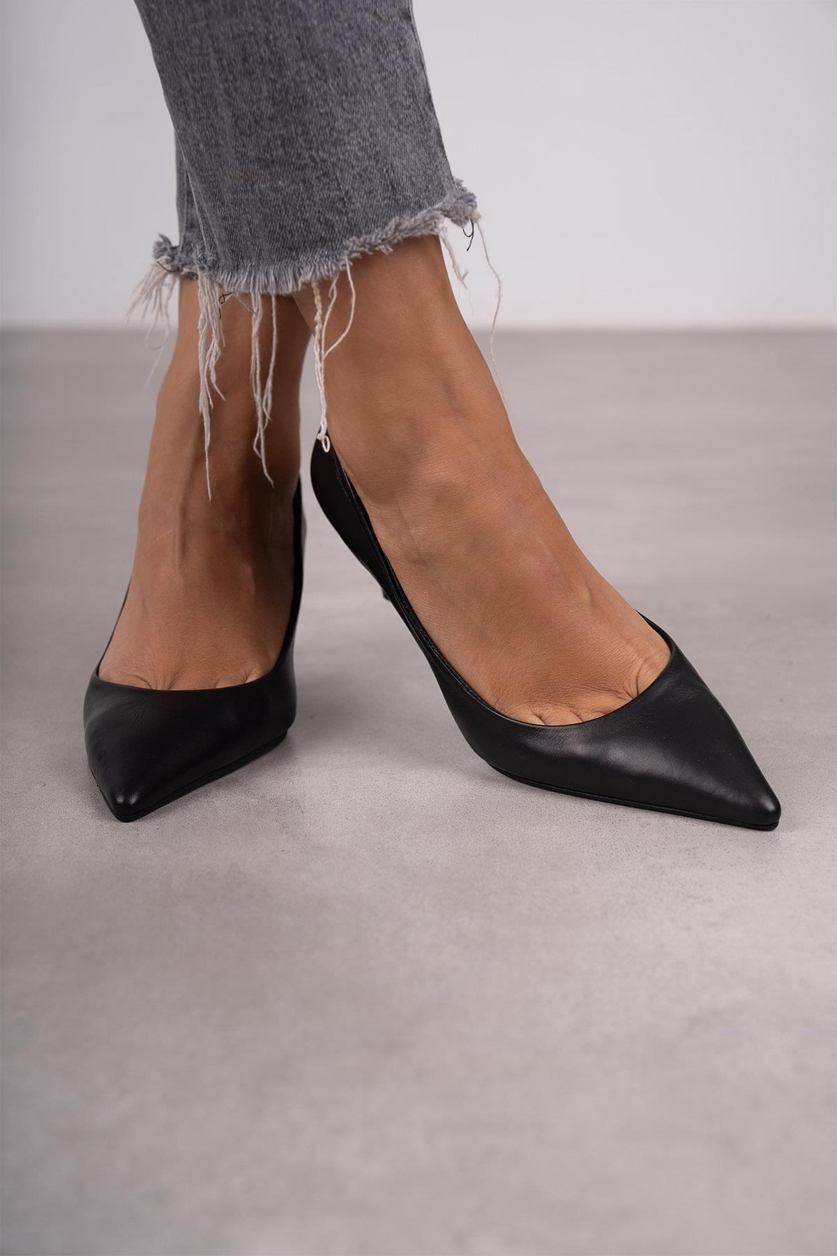 ANNA SİYAH DERİ HAKİKİ STİLETTO SİYAH DERİ