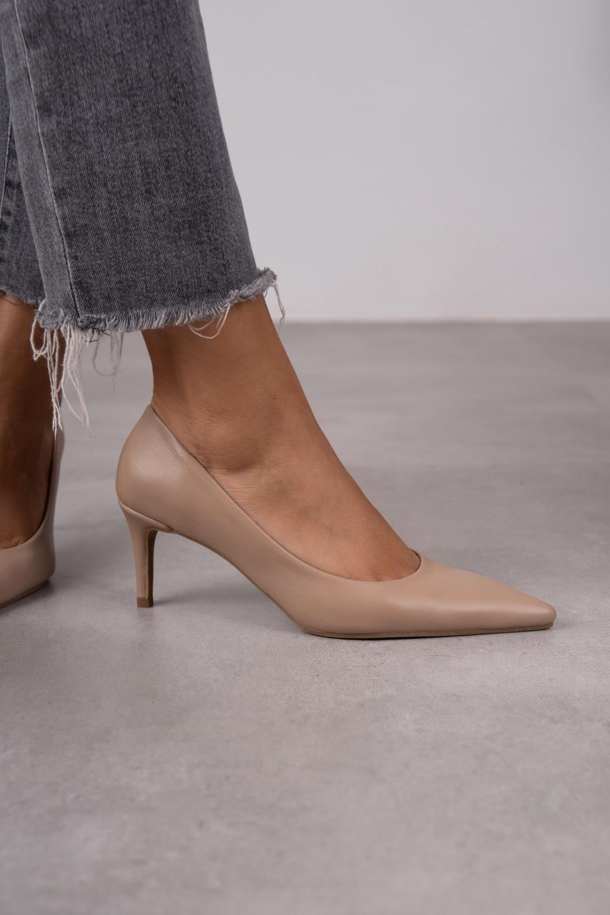 ANNA TEN DERİ HAKİKİ STİLETTO TEN DERİ