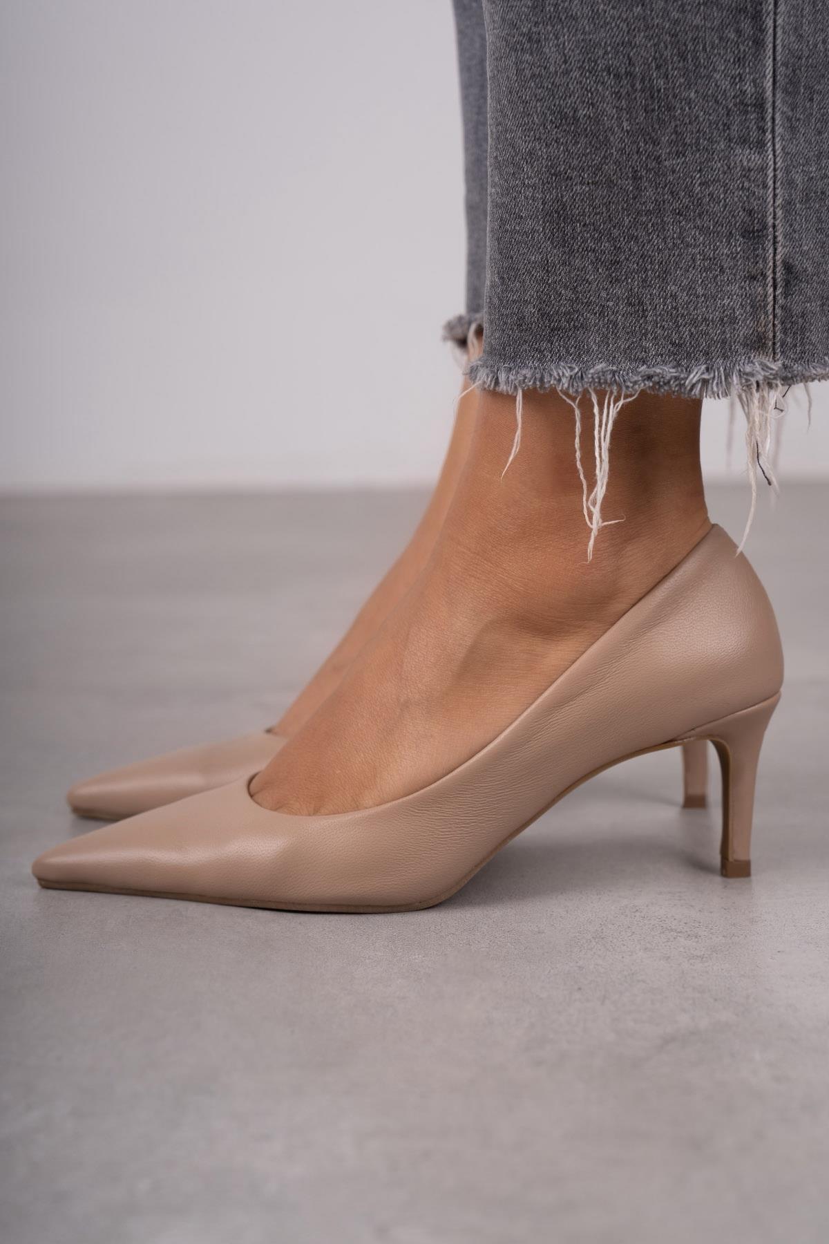 ANNA TEN DERİ HAKİKİ STİLETTO TEN DERİ