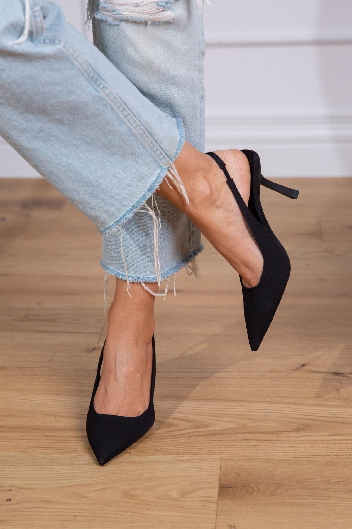 APRİL SİYAH MAT SATEN AYAKKABI SİYAH