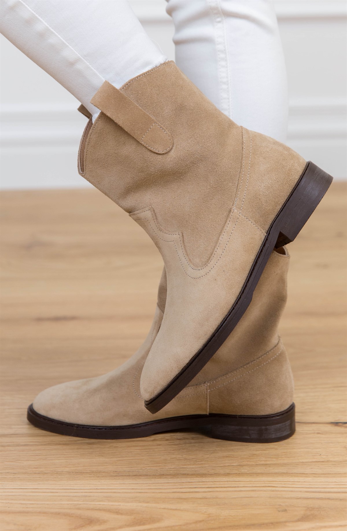 ASH BEJ SÜET BOT BEJ