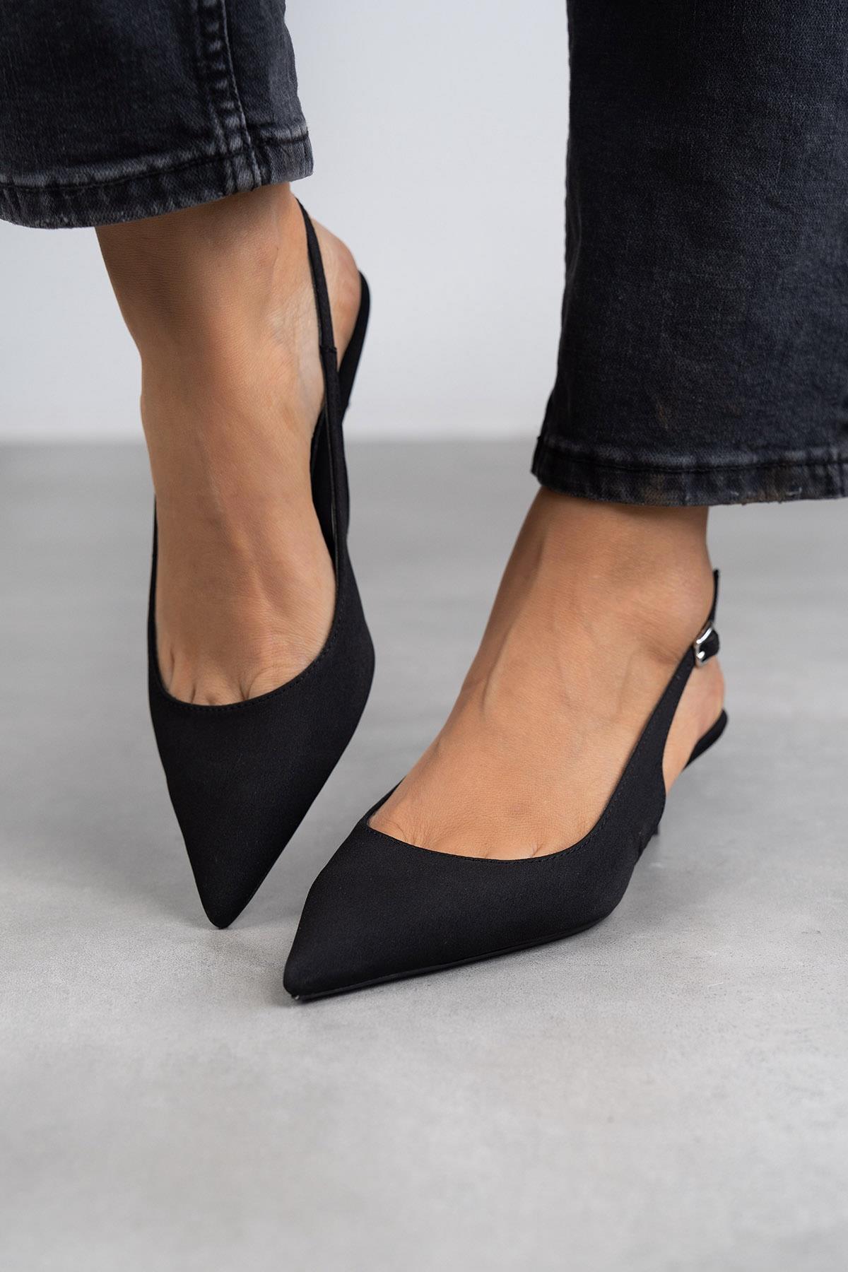 AURA SİYAH MAT SATEN AYAKKABI SİYAH