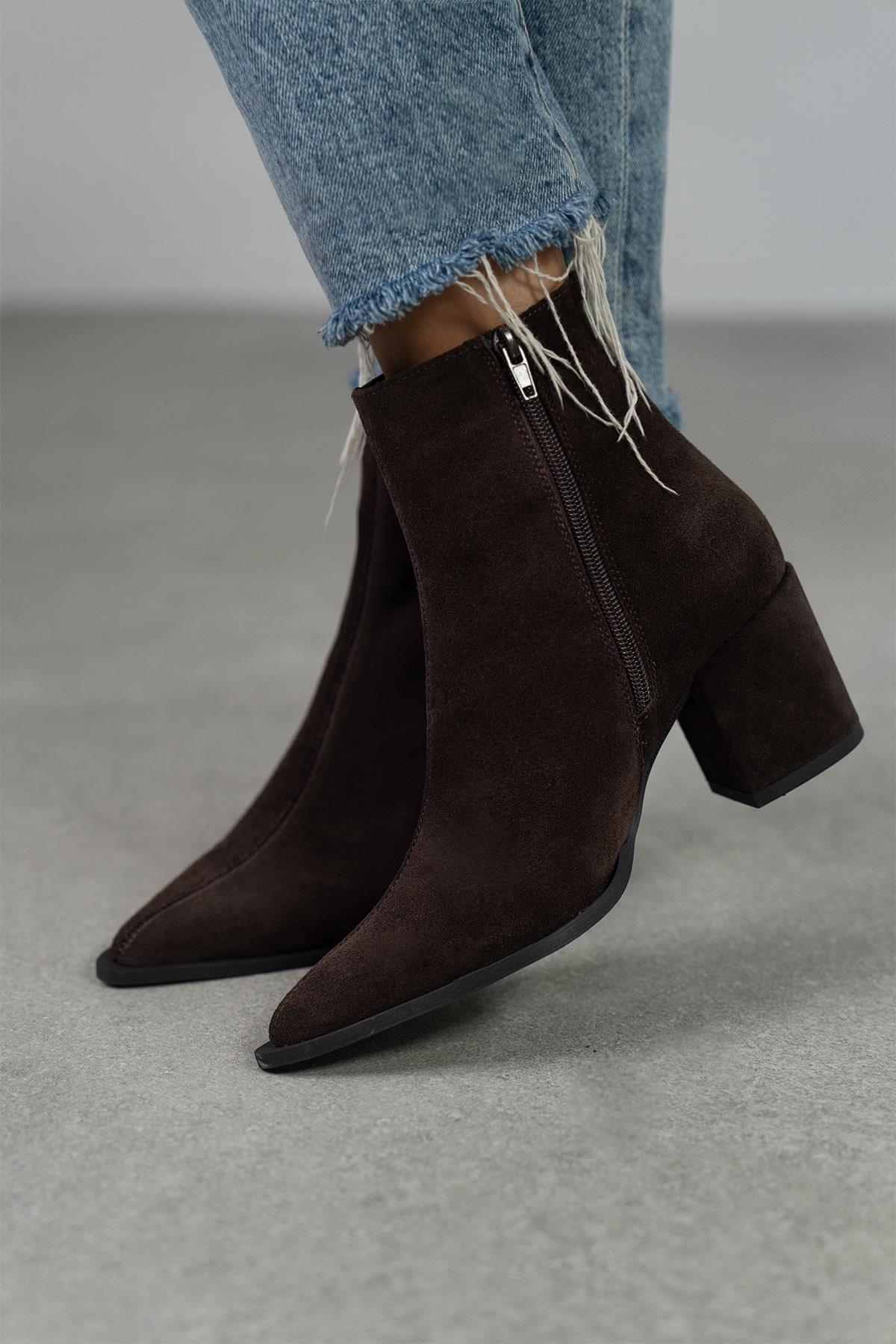 BERLİN KOYU KAHVE SÜET BOT KAHVE