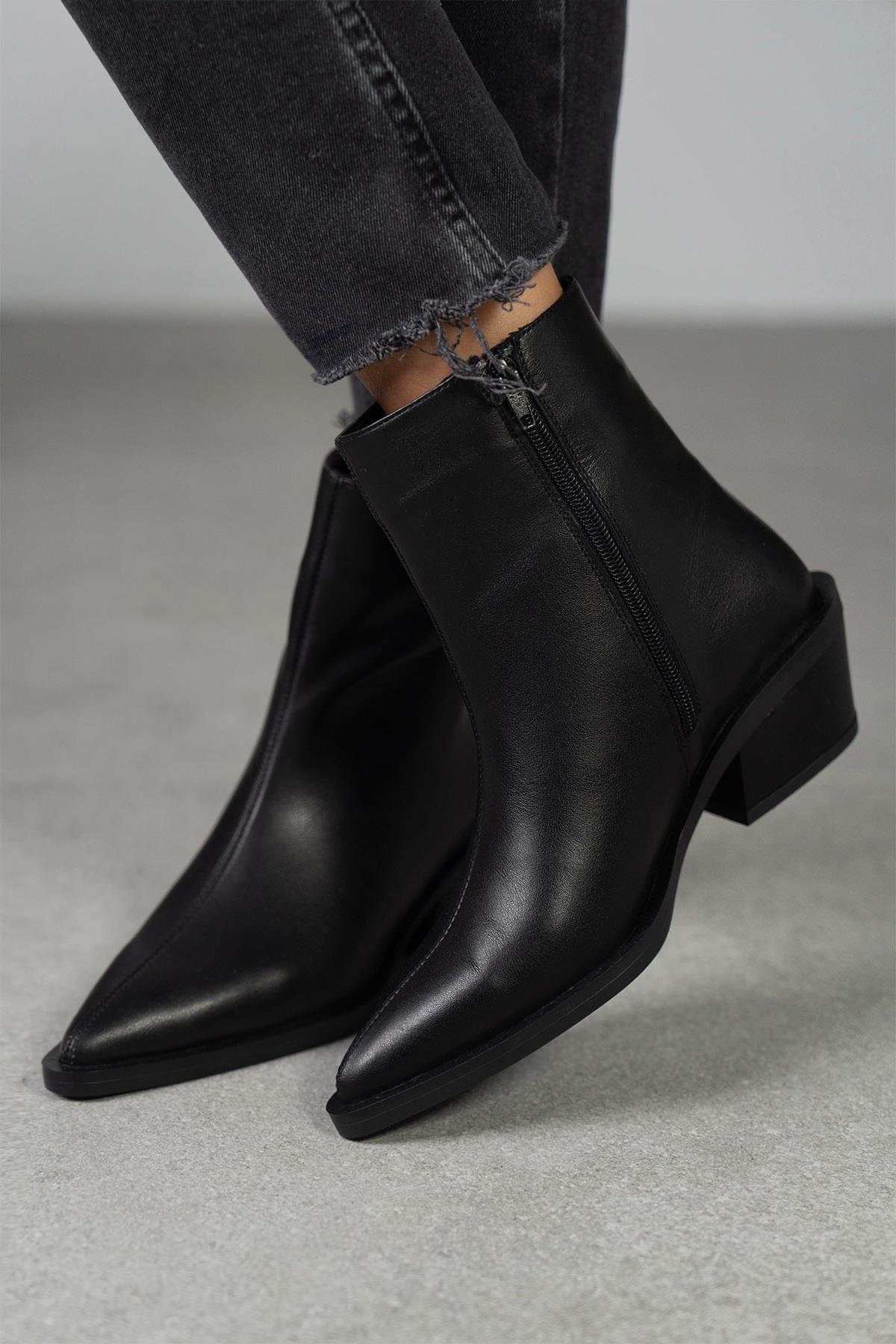 BONNY SİYAH DERİ BOT SİYAH DERİ