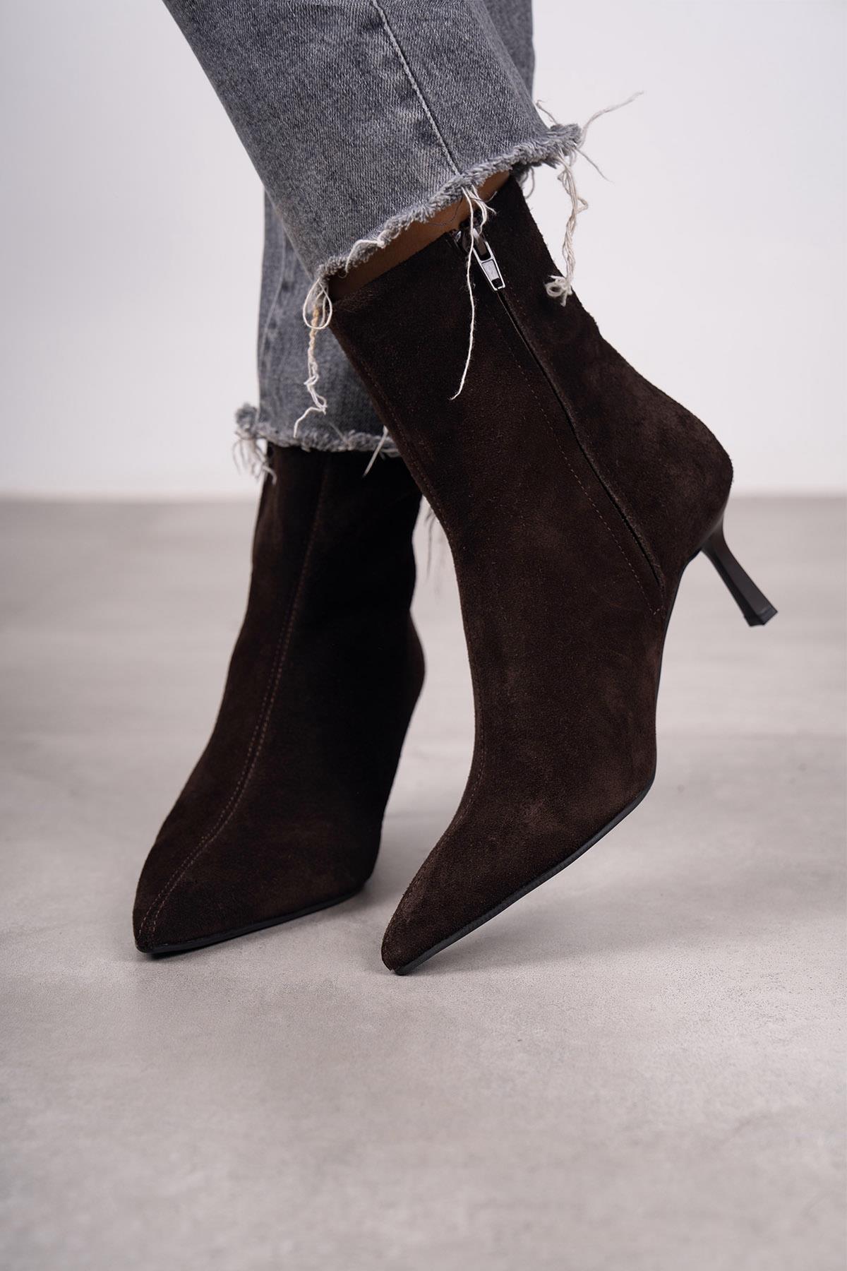 CAMİLİA KOYU KAHVE SÜET BOT KAHVE