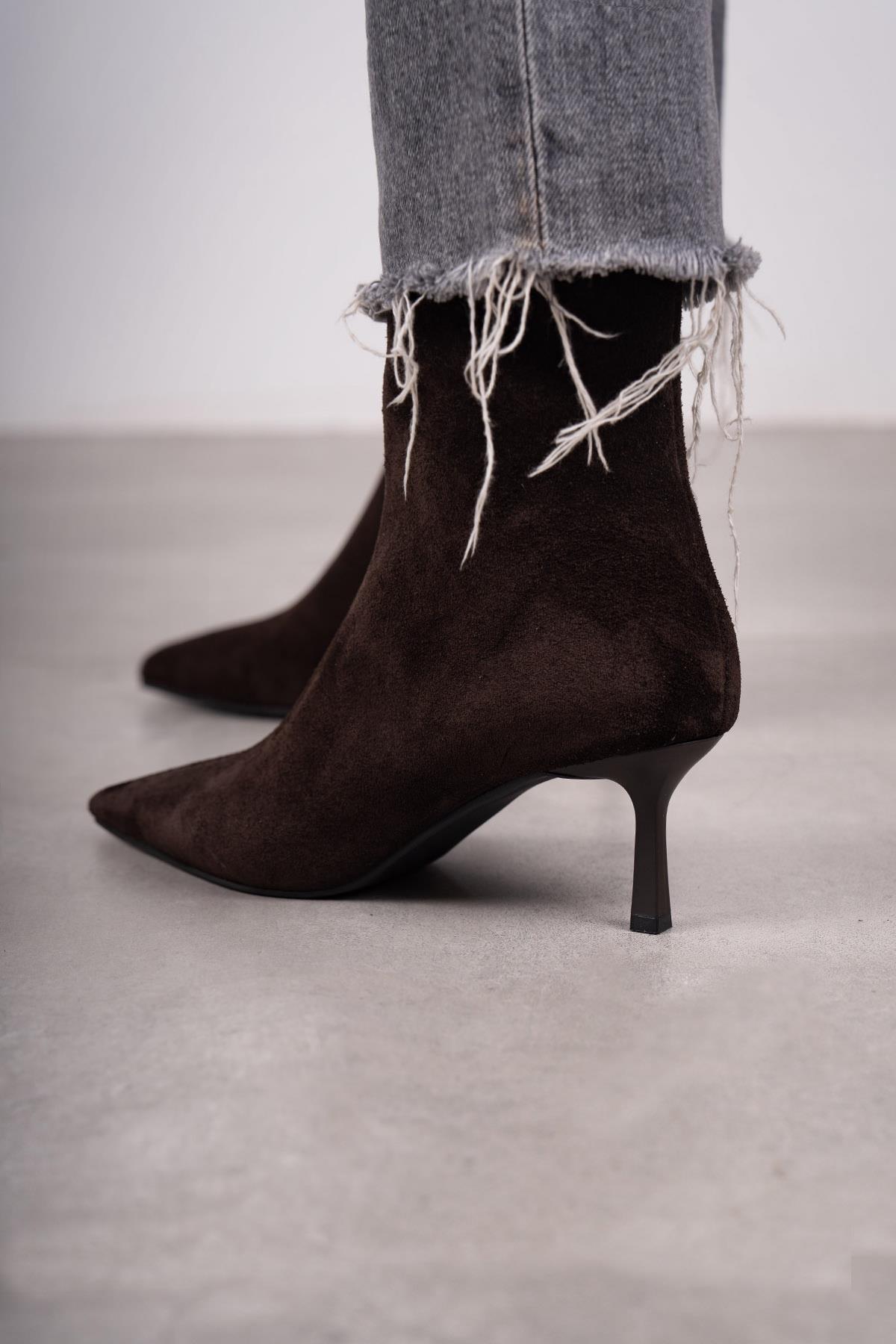 CAMİLİA KOYU KAHVE SÜET BOT KAHVE