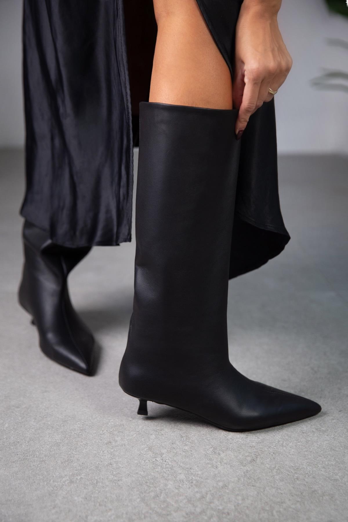 CİTY SİYAH DERİ ÇİZME SİYAH DERİ