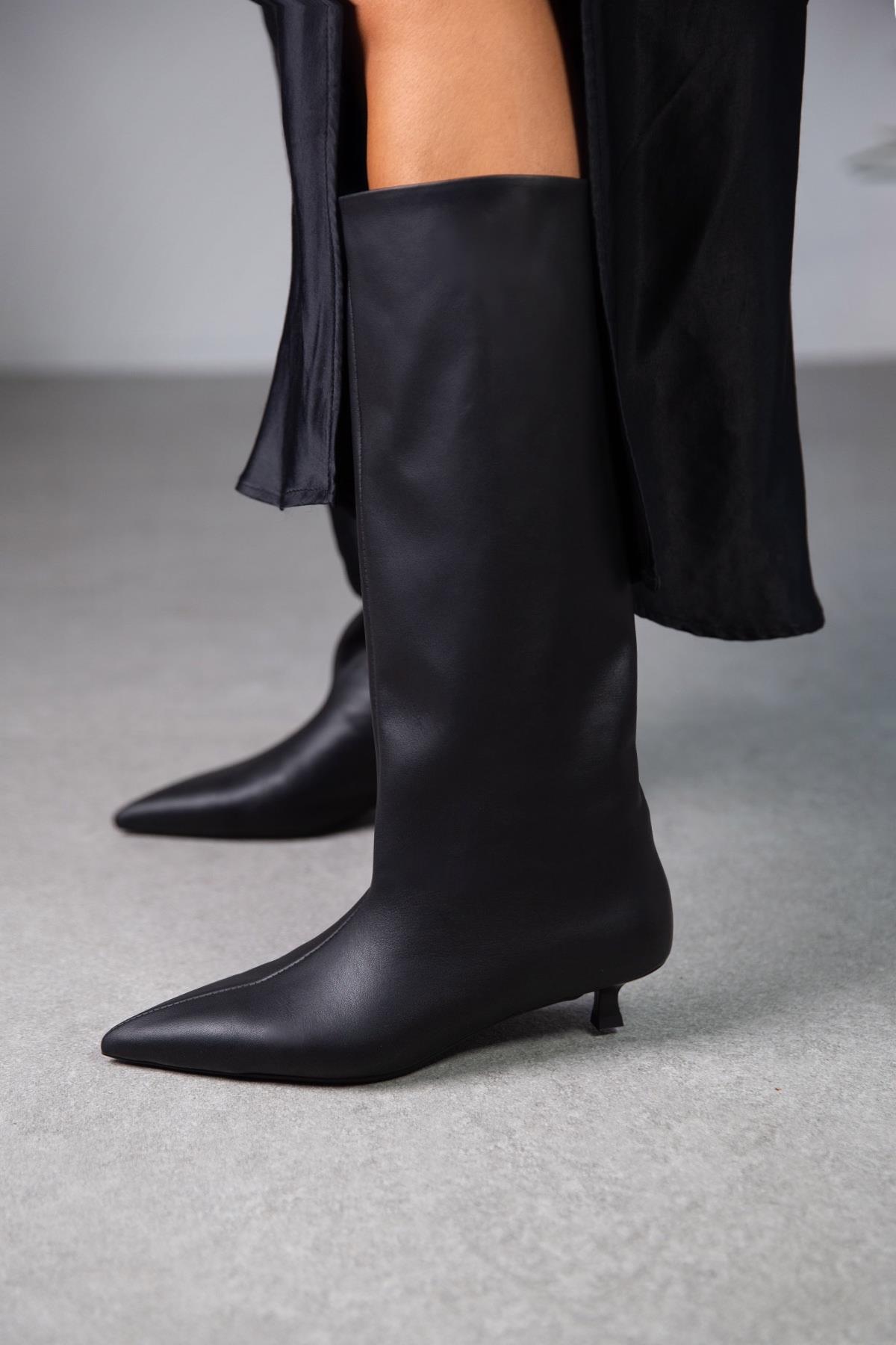 CİTY SİYAH DERİ ÇİZME SİYAH DERİ